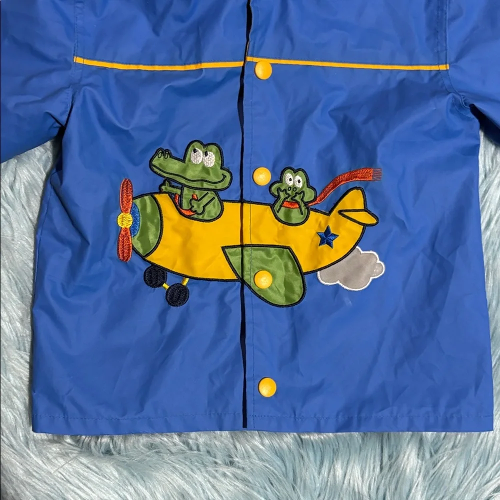 B.t. Kids Frog Embroidered Blue Yellow Rain Jacket sz 24M